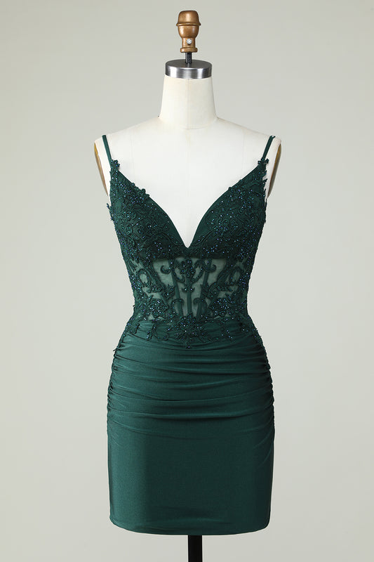 dark green cocktail dress